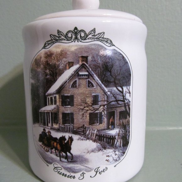 Currier & Ives 5 pc Stoneware Table Top Set American Homestead Winter MCNY - Picture 9 of 16